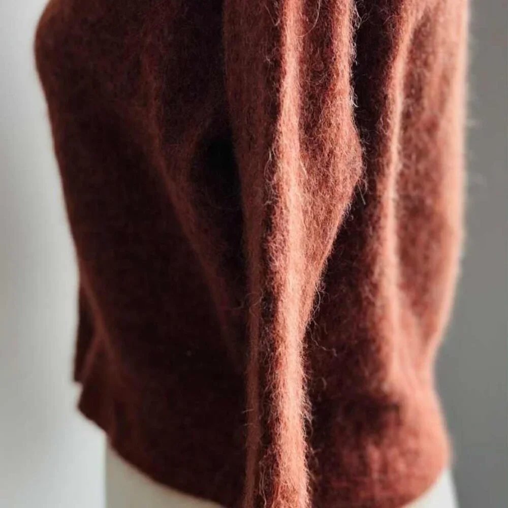 Madewell Rust Brushed Alpaca-Blend Knit Short Boxy Sweater with Soft Halo – US S - Picture 6 of 9